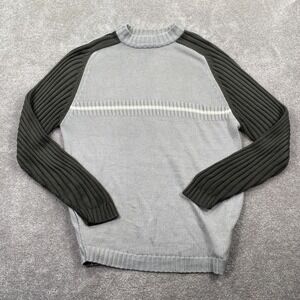 PAVO Men's Colorblock Cable Knitted Acrylic Pullover Sweater Size XXL Gray Green